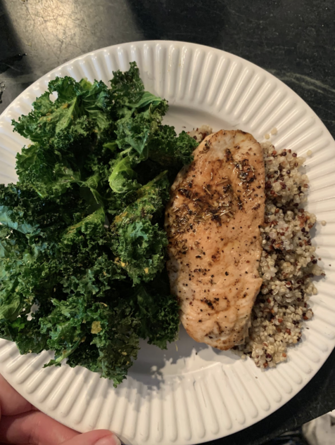 Easy Lunch Recipe: Chicken, Quinoa, and Kale. Photo Credits to Phoebe Brinker